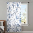 thumbnail image 4 of Blue White Spring Floral Sheer Curtains 45 Inches Long, Summer Botanical Birds Light Filering Curtains, Breathable Simi Curtain Privacy Drapes for Kitchen Bathroom Lightweight Small Window Treatment, 4 of 9