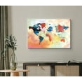 thumbnail image 2 of wall26 Canvas Print Wall Art Orange, Yellow &amp; Blue Watercolor World Map Architecture &amp; Maps Places Illustrations Modern Art Global Scenic Fun Multicolor for Living Room, Bedroom, Office - 32&, 2 of 5