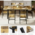thumbnail image 5 of iPormis 63" Extendable Dining Table for 4-8, Square Wooden Dining Room Table with Metal Base, Modern Extendable Table for  Small Kitchens, Dining Office Areas, Rustic Brown, 5 of 7