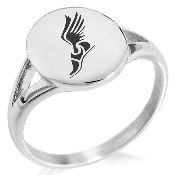 Tioneer Stainless Steel Oval Top Polished Statement Signet Ring