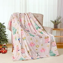 50 x 60 Inches Pink Christmas Blankets Christmas Throw Blanket Cute Christmas Flannel Blanket Soft Warm Lightweight Blanket for Christmas Sofa Bed Home Gift Decor(Xmas Tree)