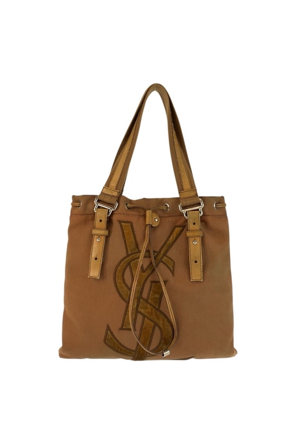 Pre-Owned Yves Saint Laurent Vintage YSL Kahala Brown Canvas Tote Bag with Silver Hardware,...