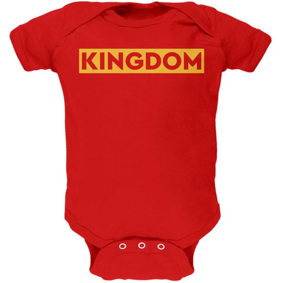 Kingdom Gold Text Red Baby One Piece