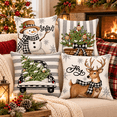 thumbnail image 6 of Lomyolo Merry Christmas Throw Pillow Covers Set of 4, 18x18 Inch Red Holiday Cushion Cases with Reindeer & Tree Print, Soft Xmas Decorations for Couch, Sofa, Winter Home Decor Gift, 6 of 7