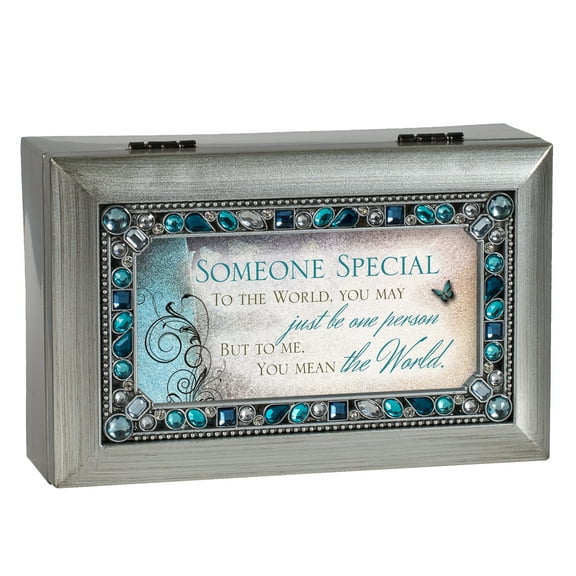 Someone Special Jeweled Silver Finish Jewelry Music Box - Plays Tune Wind Beneath My Wings