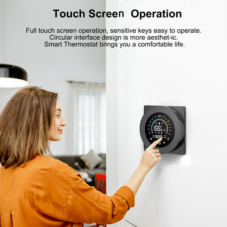 WiFi Smart Heat Pump Room Thermostat Temperature Controller 4.8 inch Color LCD Screen Programmable Touch Control/ Mobile App/ Voice Control Compatible