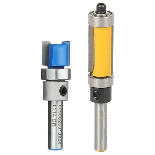 PAQUETE de 1/4 pulgadas Vástago Flush Router Bit Cutter Top Bottom Bearing Herramientas de trabajo de Bits Durable Sólido Cola Flush Trim Router Bit