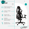 thumbnail image 3 of Silla Gamer Ergonómica Reclinable Urban Design Blanco, 3 of 10