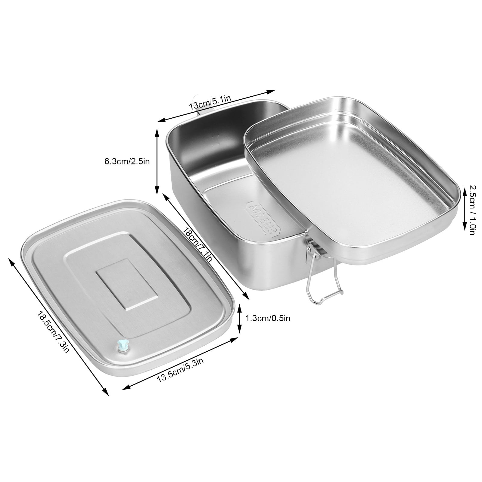 Portable Divided Stainless Steel 2 Compartments bento lunch box with Lock Clips Design, Metal Lunch Box Containers,Dishwasher Safe Leak Proof for Home Office[Silver]