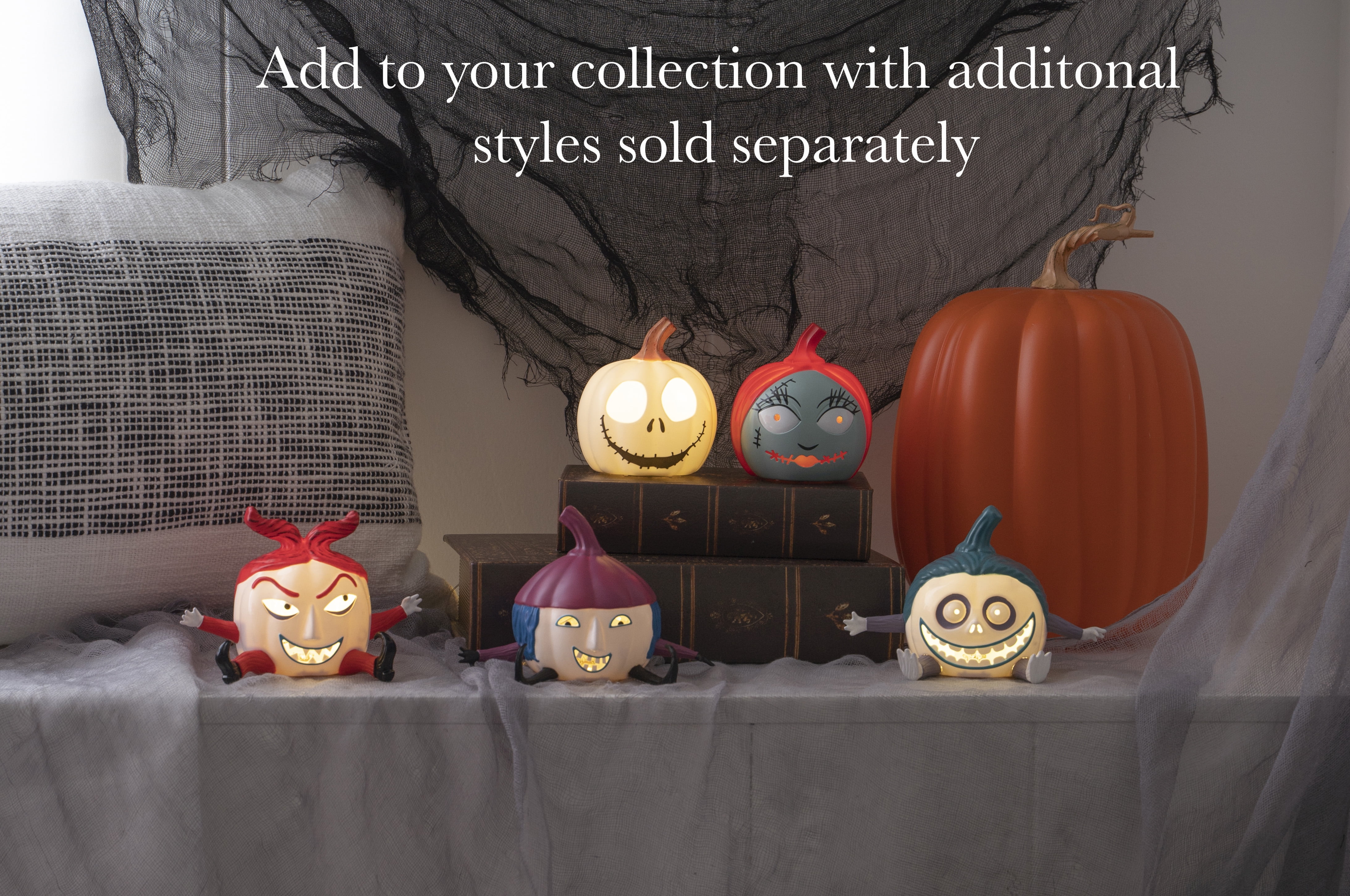 Disney's The Nightmare Before Christmas Sally Mini Light Up Halloween Pumpkin Decoration, 3.5", Multi Color, Rigid Plastic