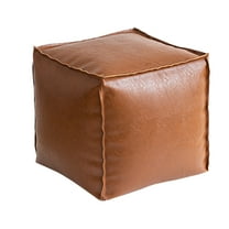 Yonrjhukm Faux Leather Pouf Ottoman Footstool, Unstuffed Pouf Cover for Storage and Seating, Versatile Indoor Outdoor Cushion, Durable Water-Resistant Footrest