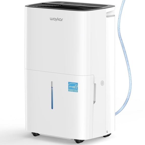 Waykar 80 Pint Dehumidifier for Home & Basements, Up to 5000 Sq. Ft, Energy Star, 25 Pint DOE, Continuous Drain Hose, Auto Defrost