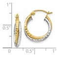 thumbnail image 3 of FB Jewels Leslie's 14K Two Tone Gold Diamond-cut Hinged Hoop Earrings, 3 of 3