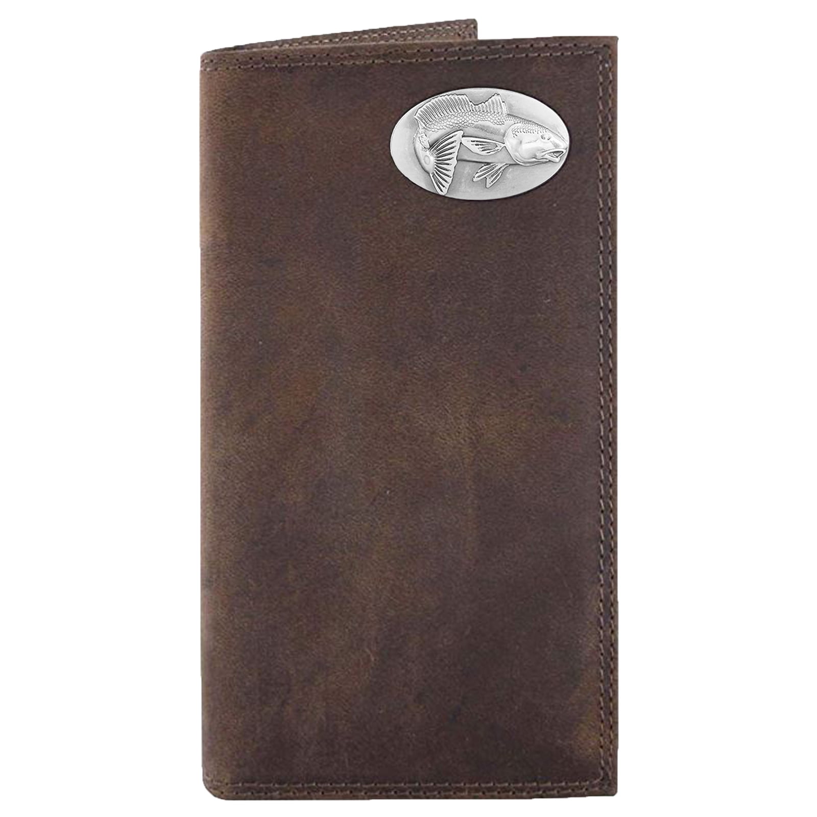 ZEP-PRO NCAA Mens Light Brown Crazyhorse Leather Roper Concho Wallet 