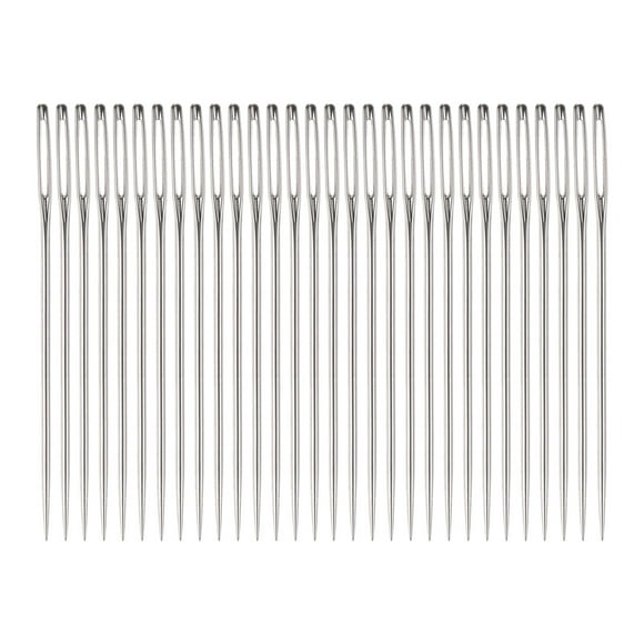 Unique Bargains 30Pcs Large Eye Needles 1.8' Stitching Needle Hand Sewing Embroidery Needle for Leather Cross Stitch