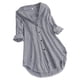 thumbnail image 1 of Gibobby Camisa&nbsp;Moda Mujer Blusa de manga larga a rayas con botones largos para mujer, cuello vuelto, blusa holgada para mujer（Negro， L), 1 of 4
