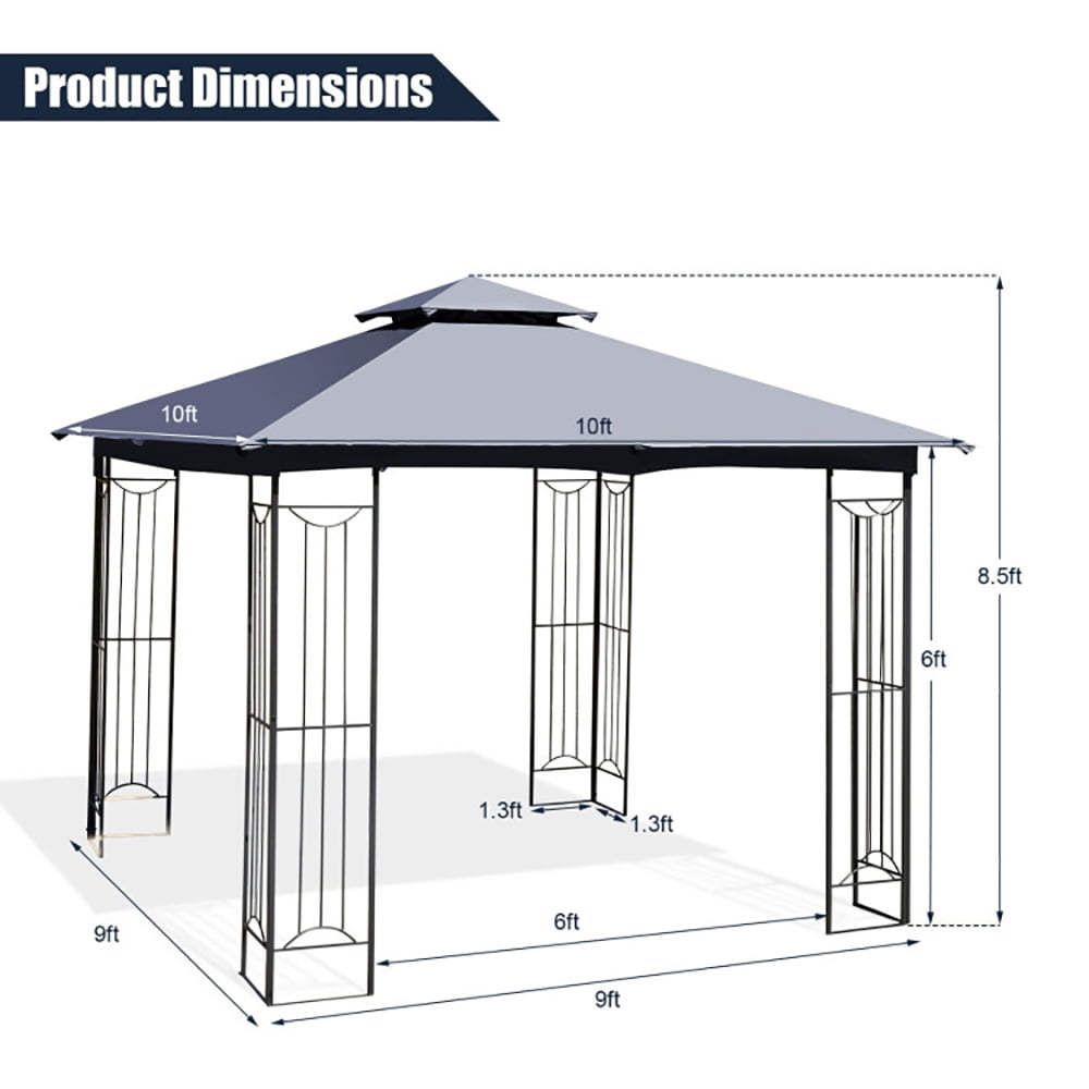 Aimee Lii 10 x 10 Feet L-Shaped Patio Canopy Gazebo Outdoor 2-Tier Steel Tent, Backyard Canopy Gazebo for Party Wedding BBQ Events, Gray Aimee Lii 10 x 10 Feet L-Shaped Patio Canopy Gazebo Outdoor 2-Tier Steel Tent, Backyard Canopy Gazebo for Party Wedding BBQ Events, Gray