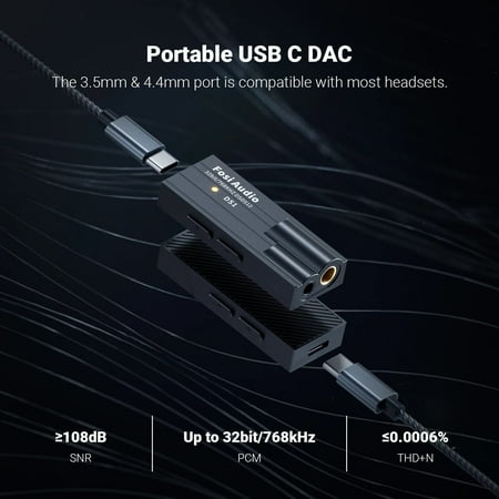 Fosi Audio DS1 DSD512 HiFi DAC Headphone Amplifier Mini Audio USB DAC Amp Support 32bit/768kHz with 3.5MM & 4.4MM Dual Outputs