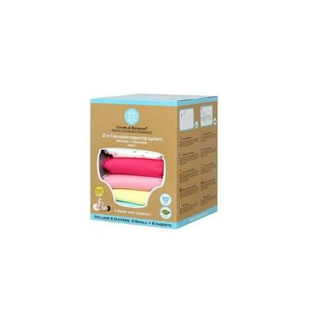 Charlie Banana 889478 X-Small Diaper in Butterfly (Set of 6) - 6 Inserts