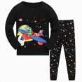 thumbnail image 2 of NOLDARES Kids Toddler Girl Boys Pajamas Cute Graphic Pajamas Gift Pjs Set Fall Winter Sleepwear(H067-Black), 2 of 5