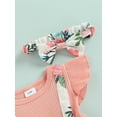 thumbnail image 5 of Qmyliery Baby Girl Romper, Short Sleeve Round Neck Toddlers Loose Summer Casual Ruffle Dress+Headband, 5 of 9