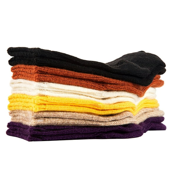 Meso 6 Pairs Children's Stretchy Wool Socks for Kids | All-Season Children’s Sturdy and Thermal Toddler Socks Solid Size 4Y-6Y(Cream)