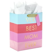 Hallmark 13" Large Mother's Day Gift Bag with Tissue Paper - Very Best Mom Ever (Blue, Lavender and Pink Stripes)