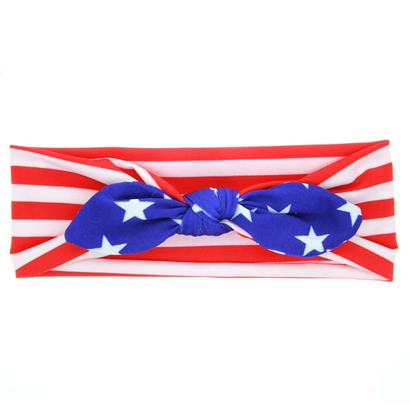 Zatoumnr American Flag Headband Hair Bow Elastic Hairband 4th of July Headband Red White and Blue Hair Hoop for Women Girls Gifts Hair Accessories
