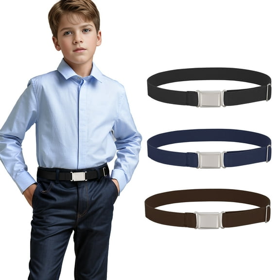 SUOSDEY Kids Elastic Belts with Magnetic Buckle Boys Girls Belt for Jeans Uniform Gifts 3pack