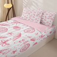thumbnail image 3 of Manfei Cartoon Cute Bow Zipper Full Size Comforter Sets with Fitted Sheet and 2 Pillowcases,Pink Ocean Conch Shell Zipper Bedding Set,Pink Reversible,4-Piece, 3 of 7