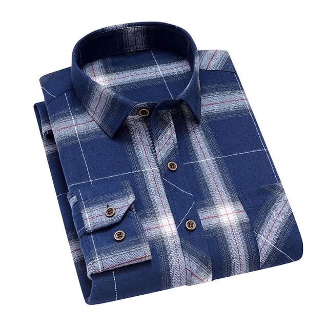 Blusa y camisa de manga larga con cuello vuelto para hombre Camisa de manga larga con solapa para hombre Camisa a cuadros informal y versátil Camisa de manga larga con solapa para hombre Blusa de poli