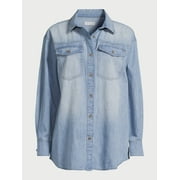 Sofia by Sofia Vergara Womens and Womens Plus Sofia Oversized Boyfriend Shirt with Long Sleeves, Sizes XS-4X