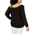 thumbnail image 2 of I.N.C Womens Ruffle One Shoulder Blouse, Black, Plus Size, 2X, 2 of 2