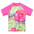 thumbnail image 3 of BAOHULU Girls Two Piece Swimsuit Green Floral UPF 50+ Rash Guard Set Kids Short Sleeve Swimwear, 3 of 7