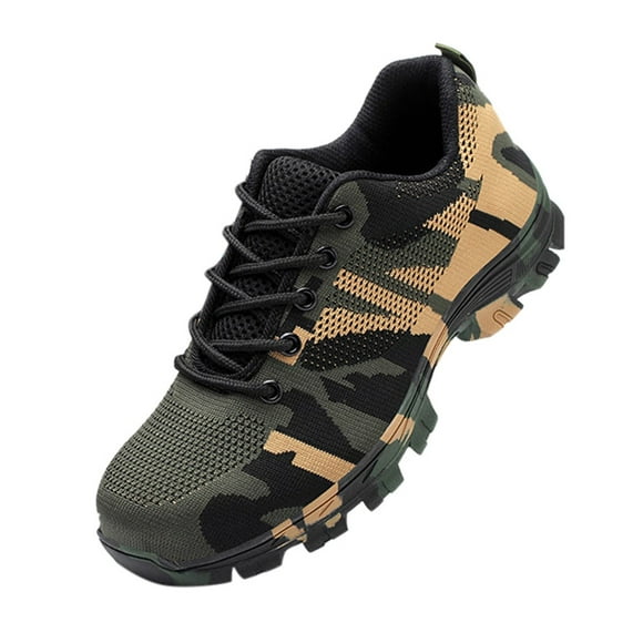 XZNGL Safety Shoes Mens Lightweight Breathable Air Cushion Safety Shoes Camouflage Safety Shoes