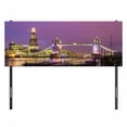 thumbnail image 3 of London Headboard, Tower Bridge in London at Night Historical Cultural Monument Europe British Urban, Upholstered Decorative Metal Bed Headboard with Memory Foam, Full Size, Purple Yellow, by Ambesonne, 3 of 4