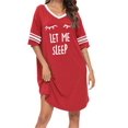 thumbnail image 2 of Sleep Shirts for Women Short Sleeve Cotton Novelty Night Shirts V Neck Oversized Nightgowns Cute Printed Nightdress, 2 of 7