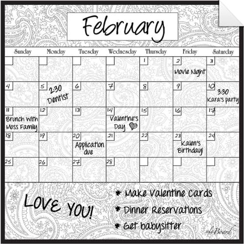AlaBoard Paisley Dry Erase Monthly Calendar Decal