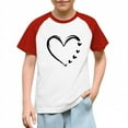 thumbnail image 2 of Red Girls Raglan Short Sleeve T-Shirt - Heart Print Soft Stretch Polyester, Machine Washable Casual Play/School Top (4-14 Years),Size 13 T, 2 of 8