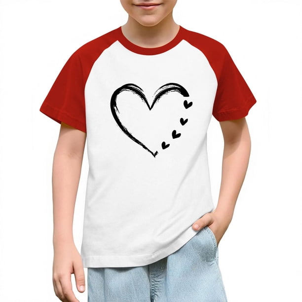 Blusas y camisas de manga corta con cuello redondo para niños y niñas, blusa de manga corta con estampado de cuello redondo