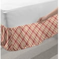 thumbnail image 2 of Checkered Bed Skirt, Geometrical Theme Tartan Ornaments Squares and Abstract Gingham Motifs, Elastic Bedskirt Dust Ruffle Wrap Around for Bedding Decor, 4 Sizes, Coral and Pale Yellow, by Ambesonne, 2 of 2
