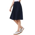 thumbnail image 4 of INSPIRE CHIC Casual Work A-Line Skirt for Women's High Waist Lightweight Tummy Control Flowy Midi Skirts XS Navy Blue, 4 of 6