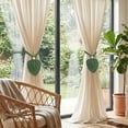thumbnail image 3 of Deago 2 Pack Curtain Tiebacks Handmade Holdbacks - Farmhouse Curtain Tie Back Holder by Hand-Woven Cotton Rope, Bohemian Home Decor Drapery Holdback (Green-2), 3 of 9