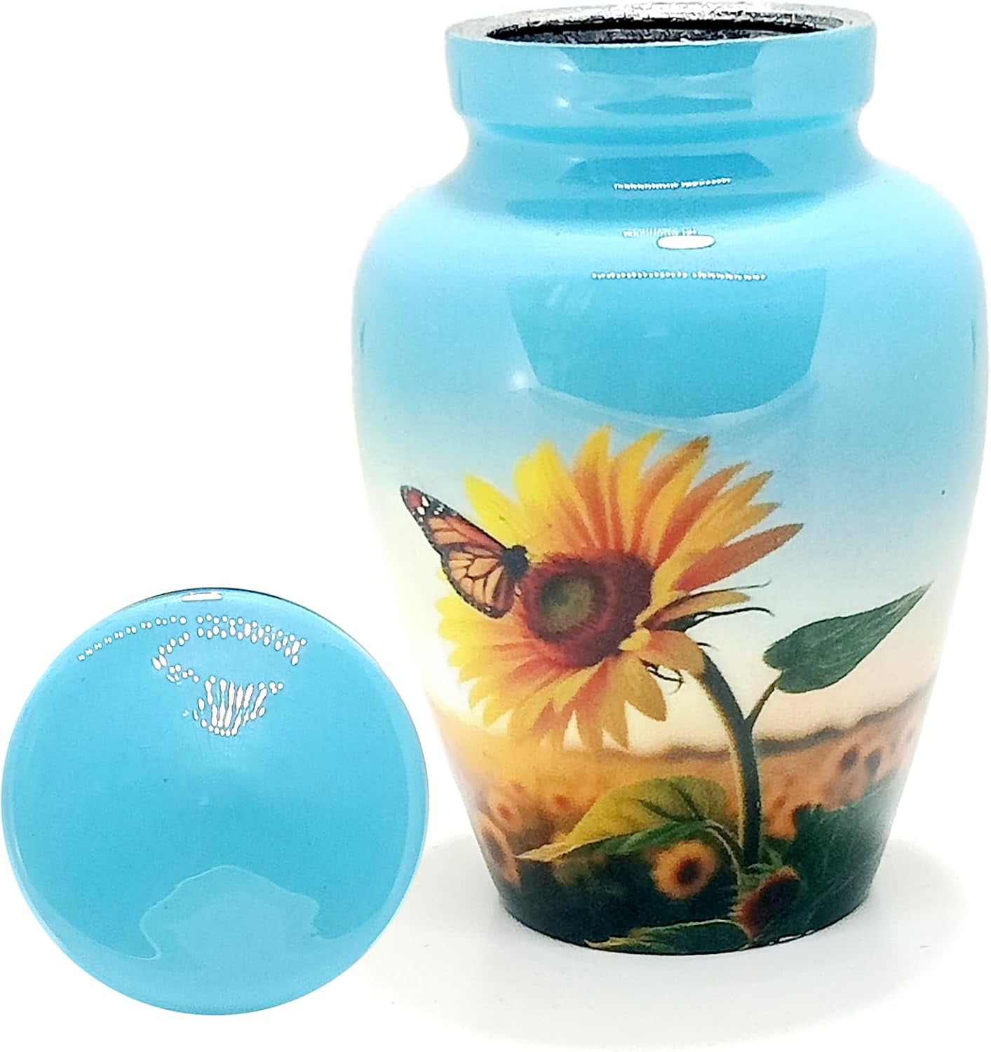 UR Keepsake Urn –Sunflower with Butterfly Keepsake Cremation Urn for Human Ashes with Velvet Box & Velvet Bag-Mini Keepsake Urn - Affordable Keepsake Urn (3 cu.in)