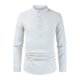 thumbnail image 1 of Camisas Para Hombre Manga Corta Moda para hombre, camisa informal sencilla con cuello medio abierto, camisa de algodón y lino de manga larga para hombre con borde (White, 3XL), 1 of 4