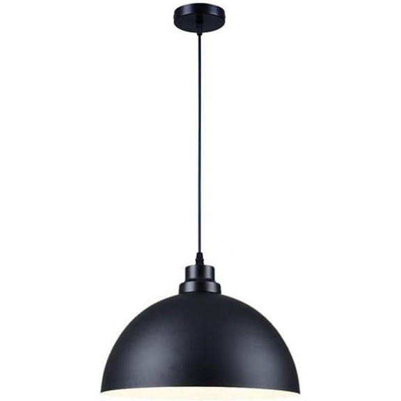 Retro Black Metal Semicircle Pendant Lighting for Kitchen Island, Vintage Industrial Style Dome Pendant Light Fixture, Simple American Rustic Farmhouse Pendant Lamp for Dining Room