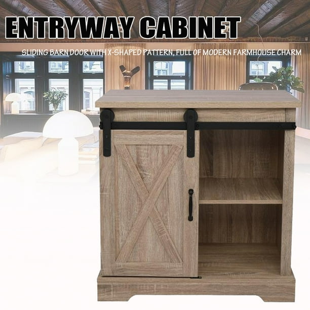 Accent Cabinet, Farmhouse Sliding Barn Door Wood Wall ...