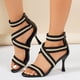 thumbnail image 2 of Negro Punta Tacones Del Dedo Del Pie para las Mujeres de Moda Casual Todo Partido Tacón Correa Estilo Romano Atrás Cremallera Abierto de los Dedos Del Pie Sandalias Sandalias de Correa de Tobillo Neg, 2 of 9