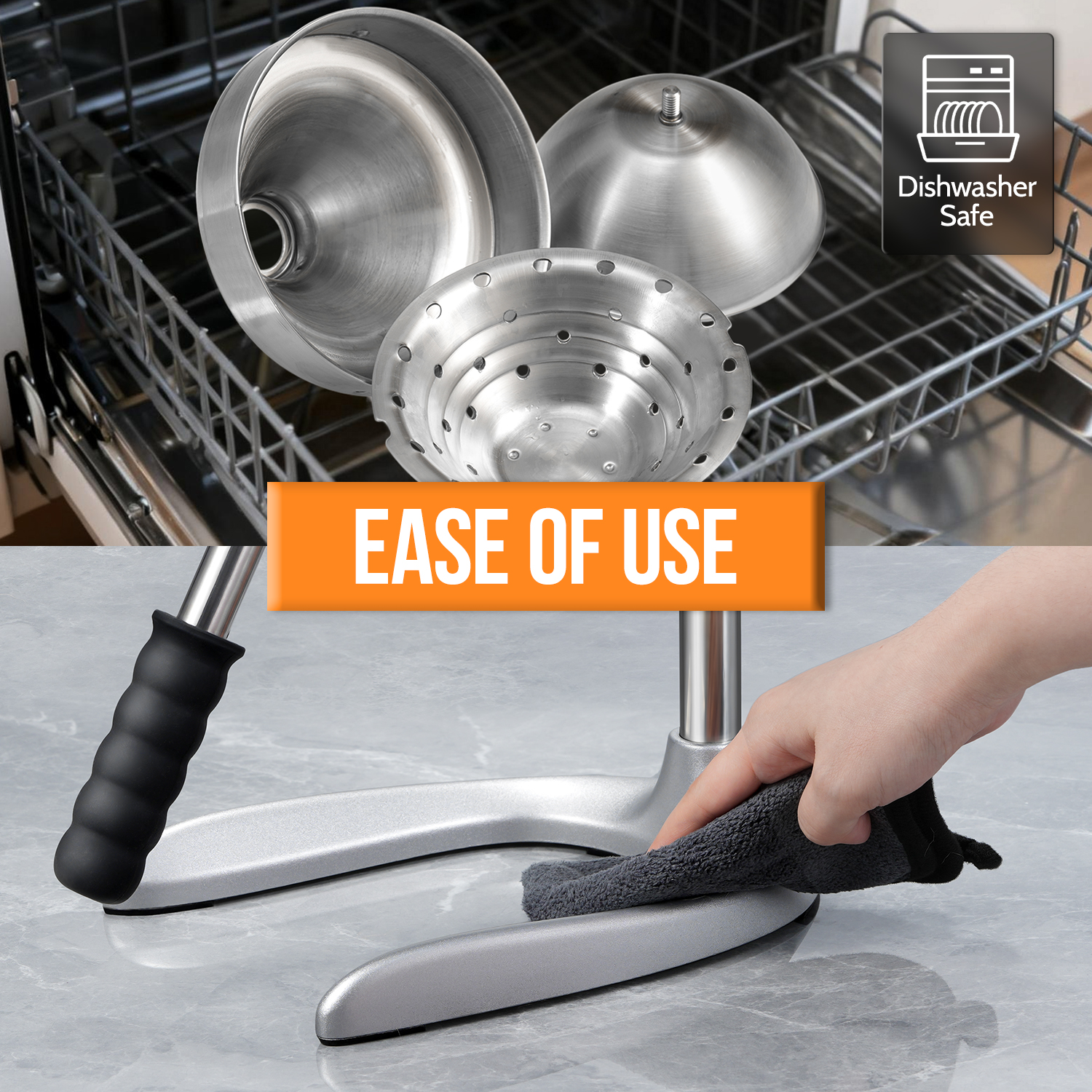 Sopito manual juicer press, Effortless Cast Iron Juicer Professional Stainless Steel Juicer for Fresh Lemon, Lime, Orange & Pomegranate,Easy to Clean with Brusher