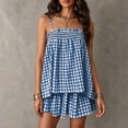thumbnail image 3 of RFQWOVSR Womens Gingham Spaghetti Strap Tank Top and High Waist Shorts 2 Piece Set Casual Summer Matching Outfits L, 3 of 6